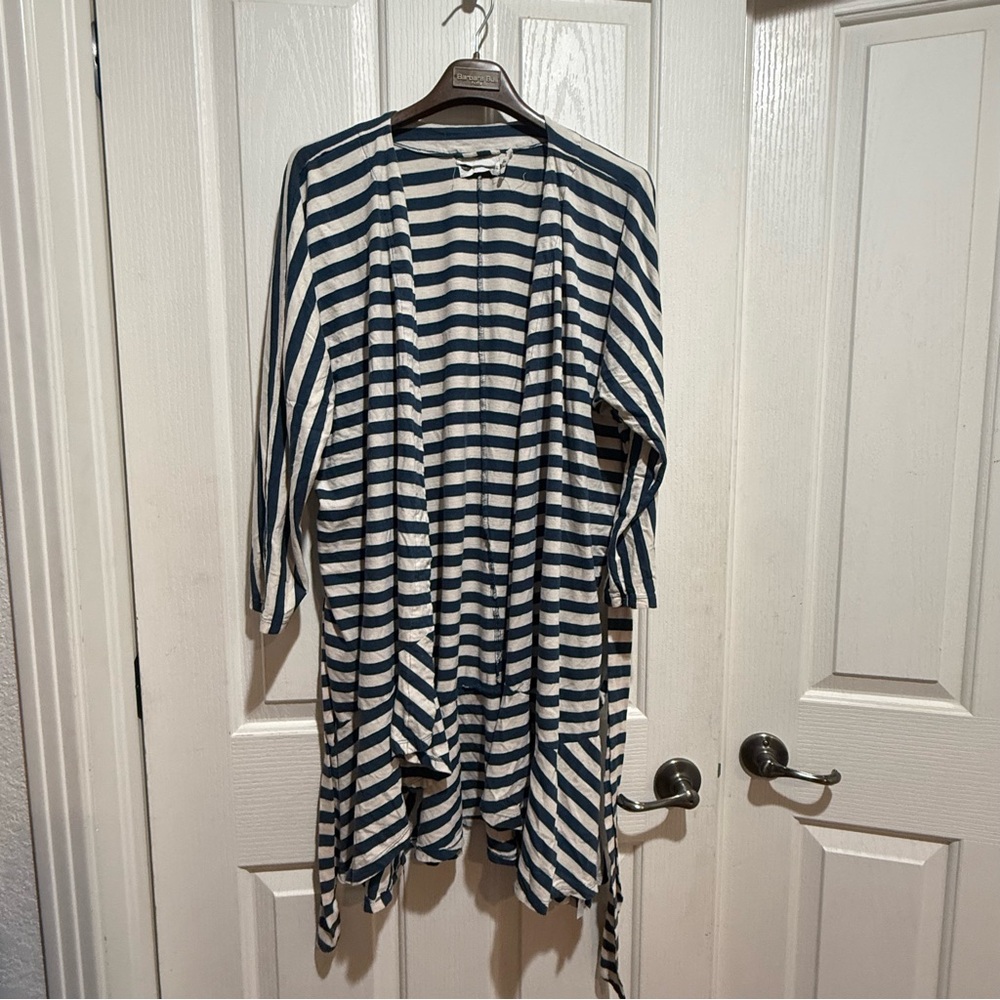 Anthropologie Floreat Striped Ruffle Rope Navy & Cream Size Small Anthro - Picture 2 of 7